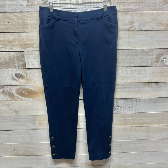 Talbots Hampshire Ankle Trouser Pants Womens 8 Navy Blue Button Cuff Stretch - Picture 5 of 14